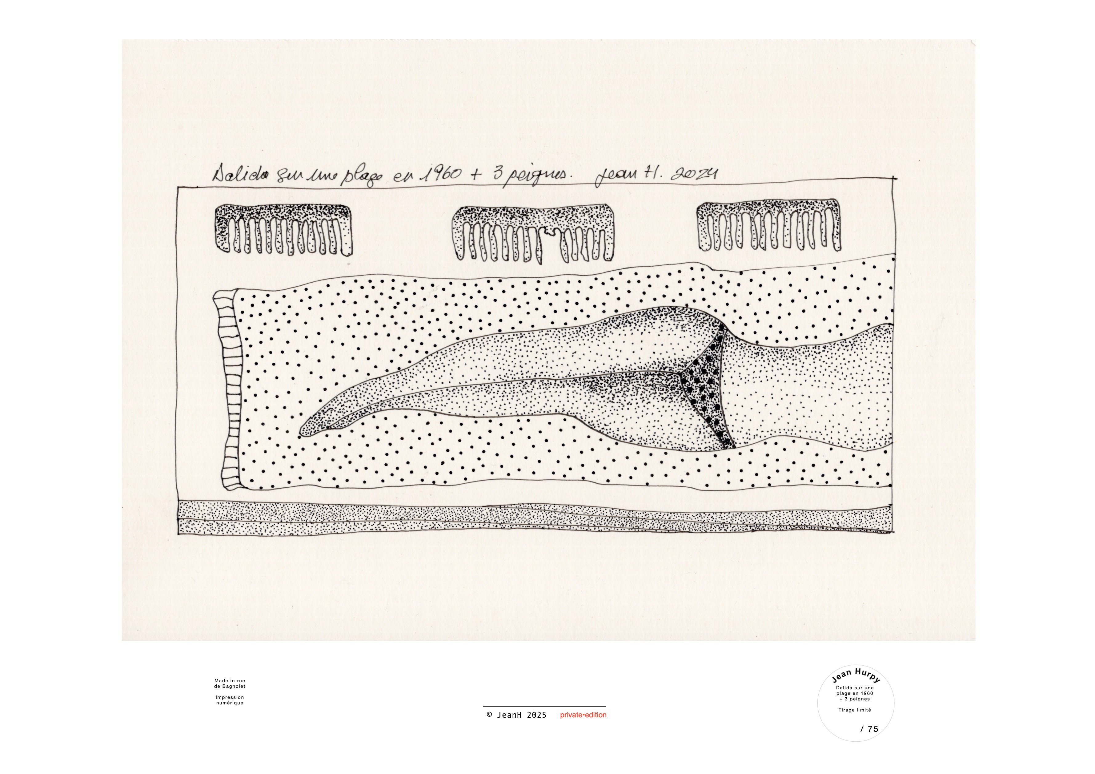 Dalida et 3 peignes - tirage