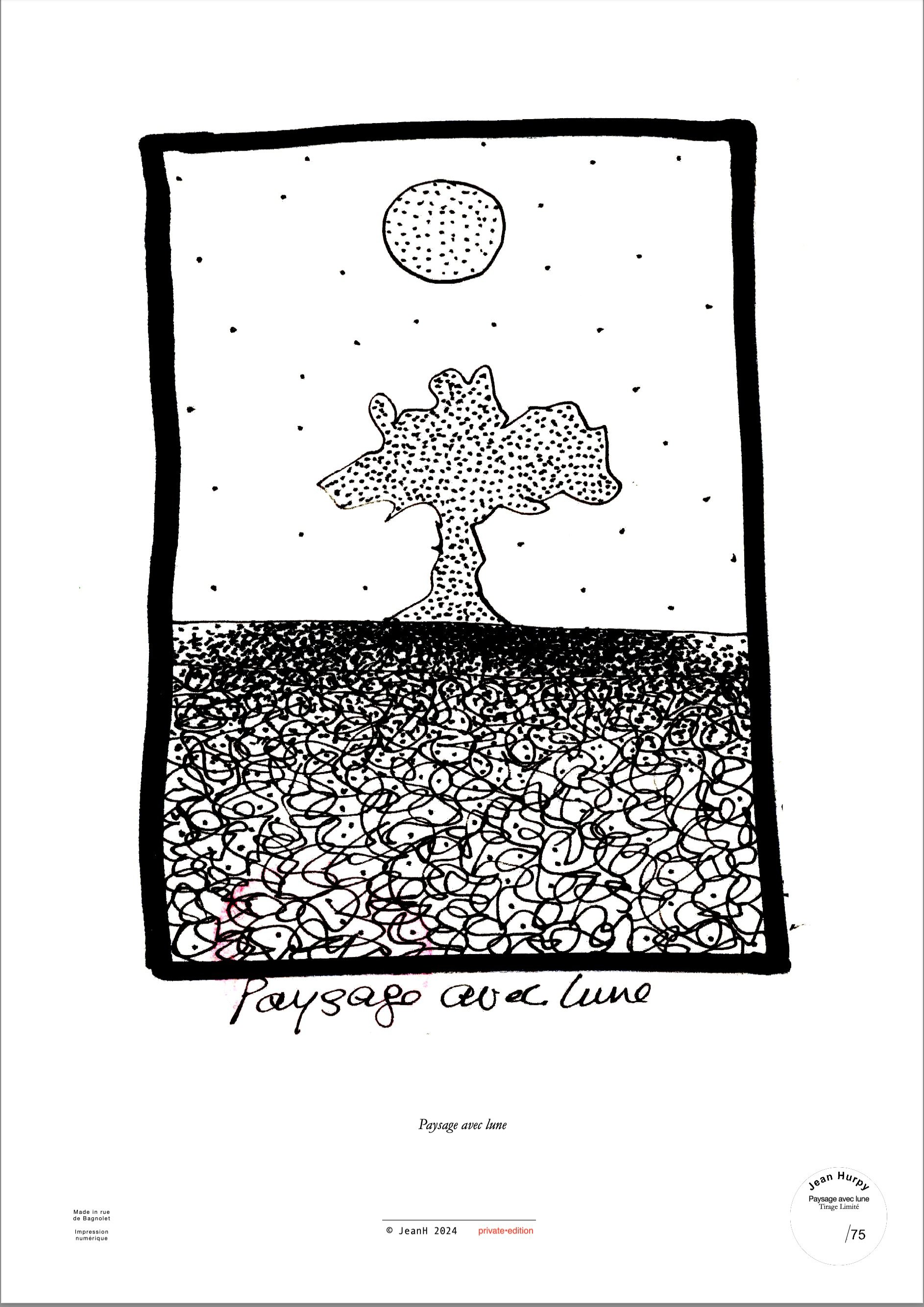 Paysage avec lune - tirage